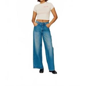 NEW HOUSE OF SUNNY low rise wide leg denim jeans in blue wash